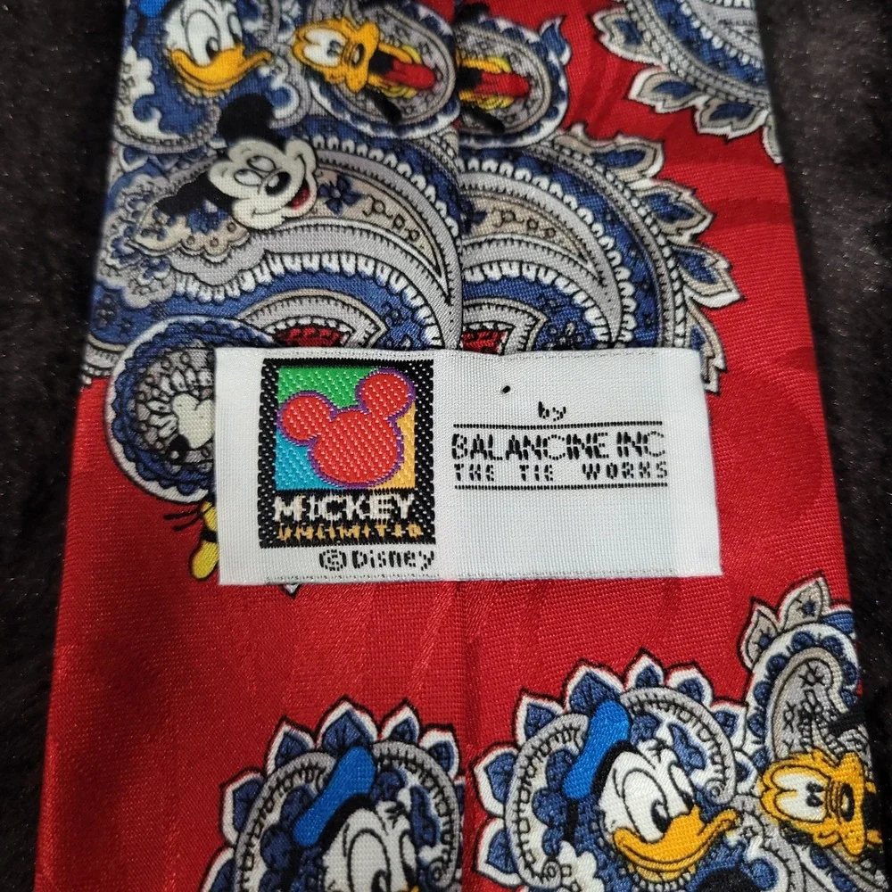 Mickey Unlimited Disney Paisley Tie Red Mickey Donald Pluto Balancine Inc